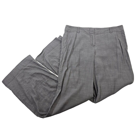 Women's 10 J.Jill Gray Linen Blend Wide Leg Casual Pants Slacks Trousers EUC - Picture 1 of 7